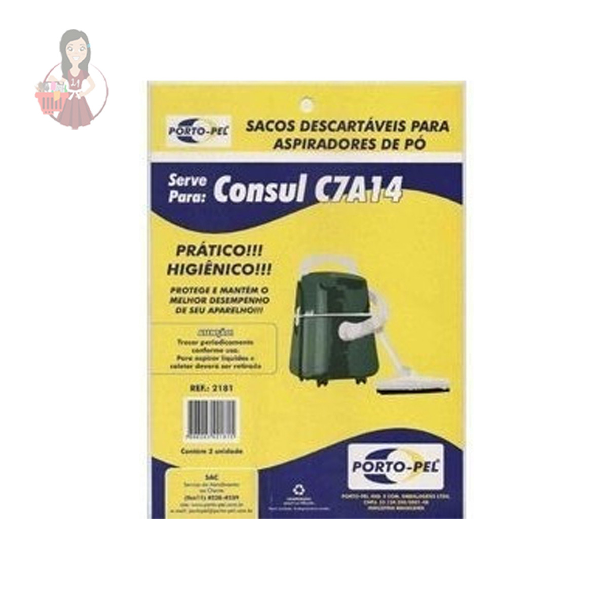 Saco P/ Aspirador de Pó Consul C7A14 C/ 3 pçs