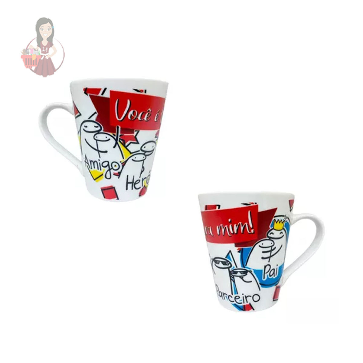 Caneca De Porcelana Para Dos Pais 290ml - Sortidas-Cinza